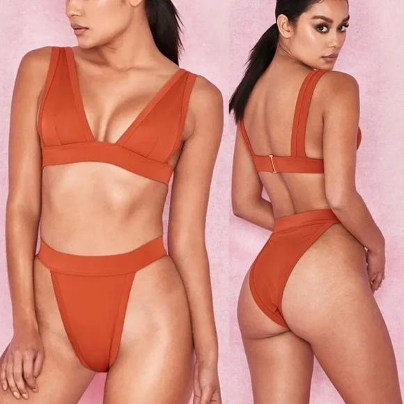 HOUSE OF CB Mawi Terracotta Rust Bikini Set XS - Picture 1 of 14